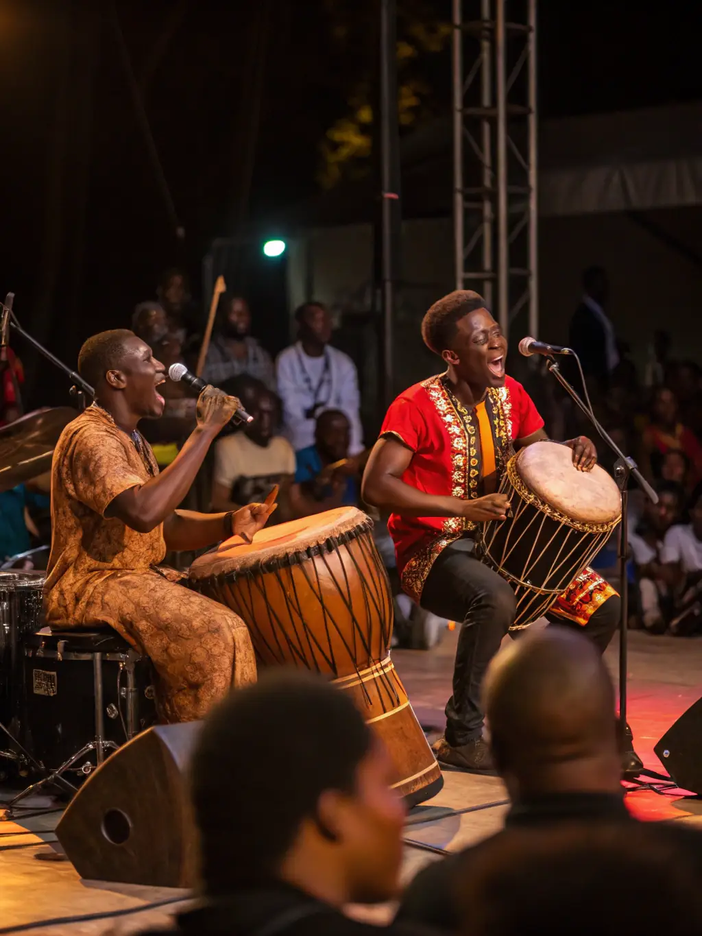 A vibrant image of a cultural event held within the Château de Boussac, featuring traditional music and local artisans, promoting the cultural heritage.